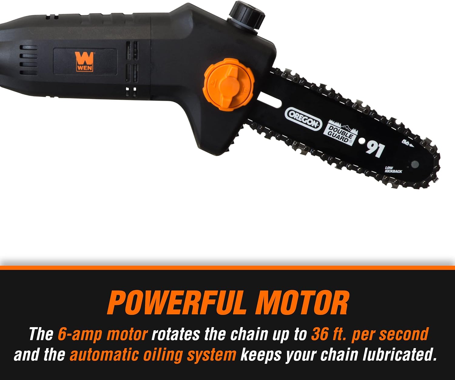 WEN 4019 6-Amp 8-Inch Electric Telescoping Pole Saw, Corded electric - Black&orange