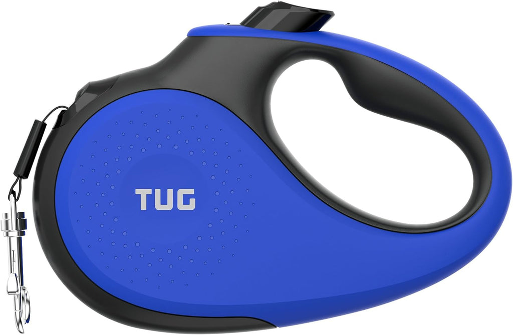 TUG 360° Tangle-Free Retractable Dog Leash | 16 ft Strong Nylon Tape | One-Handed Brake, Pause, Lock (Medium, White)