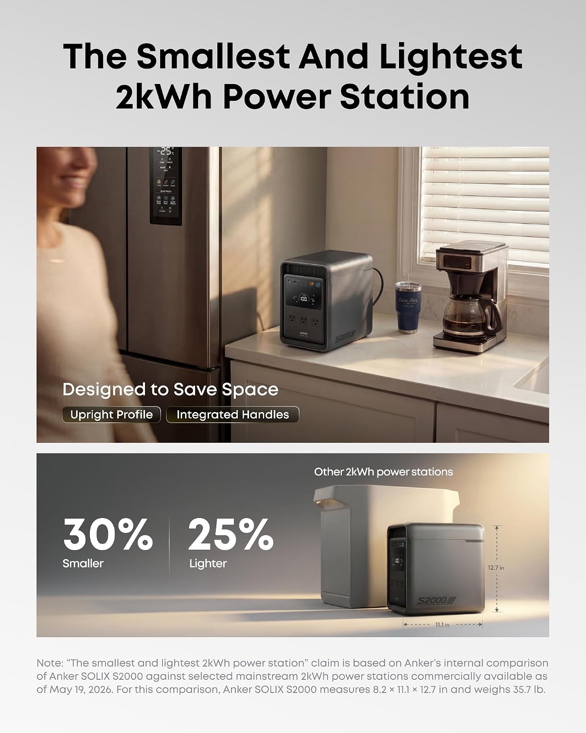 Anker SOLIX S2000 Portable Power Station with 400W Solar Panel, 1,500W (3,000W Peak) Solar Generator, Up to 35-Hour Fridge Backup, 2,010Wh LFP Battery for Power Outages, and Camping