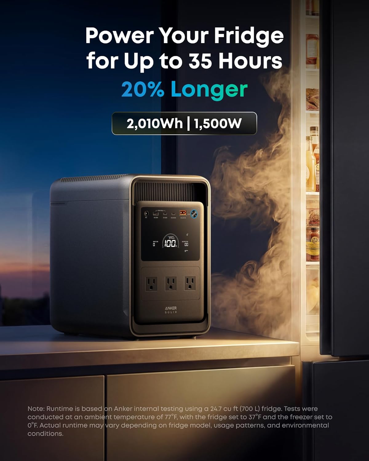 Anker SOLIX S2000 Portable Power Station with 400W Solar Panel, 1,500W (3,000W Peak) Solar Generator, Up to 35-Hour Fridge Backup, 2,010Wh LFP Battery for Power Outages, and Camping