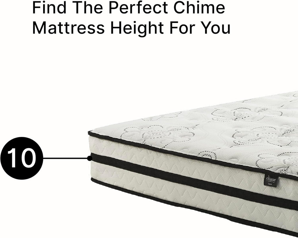 Signature Design by Ashley Queen Size Chime 10 Inch Medium Firm Hybrid Mattress with Cooling Gel Memory Foam for Pressure Relief, Fiberglass-Free, Mattress In A Box