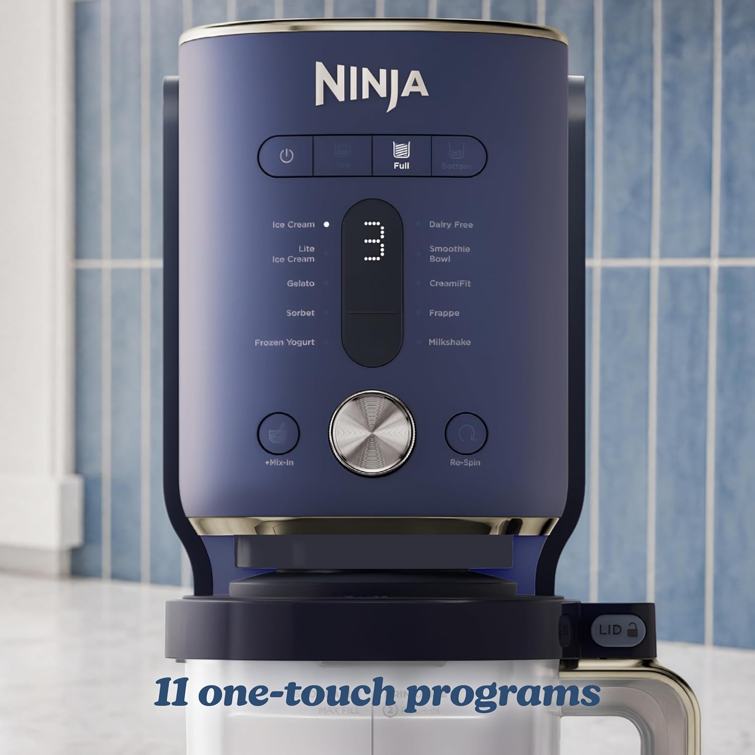 Ninja® CREAMi® XL 11-in-1 Ice Cream Maker for Ice Cream, Sorbet, Gelato & More, Now Featuring Dariy Free, Smoothie Bowl, and CreamiFit™, Includes (2) Family-Sized 24.oz Tubs, Navy, NC601