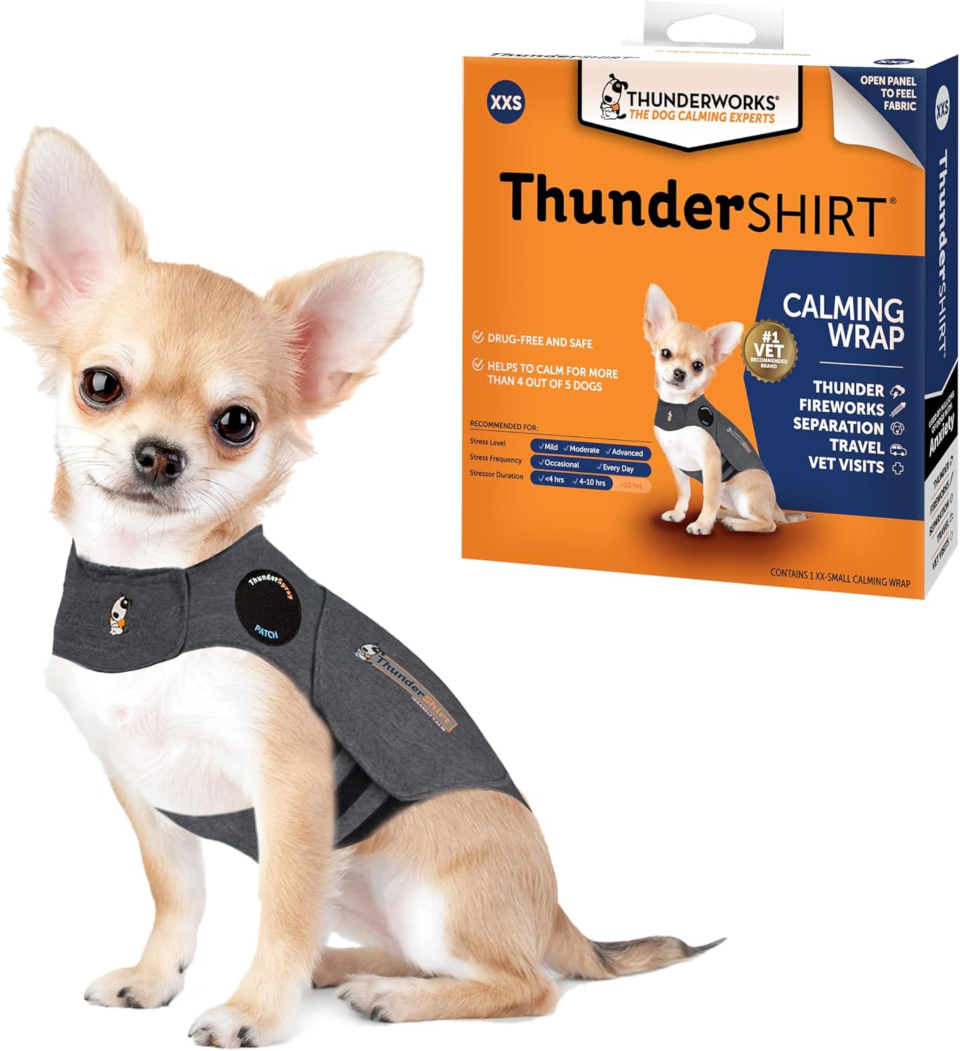 ThunderShirt for Dogs, Medium, Heather Gray Classic - Dog Anxiety Relief Calming Vest