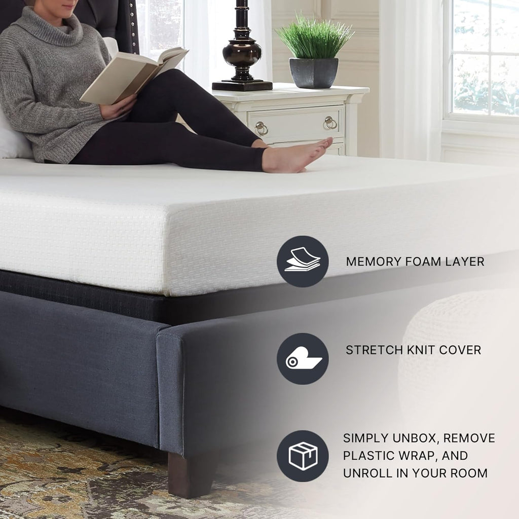 Signature Design by Ashley King Size Chime 8 Inch Medium Firm Gel Memory Foam Mattress with Green Tea & Charcoal Extract, Fiberglass-Free, Mattress In A Box