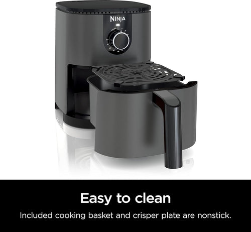 Ninja AF080 Mini Air Fryer, 2 Quarts Capacity, Compact, Nonstick, with Quick Set Timer, Grey