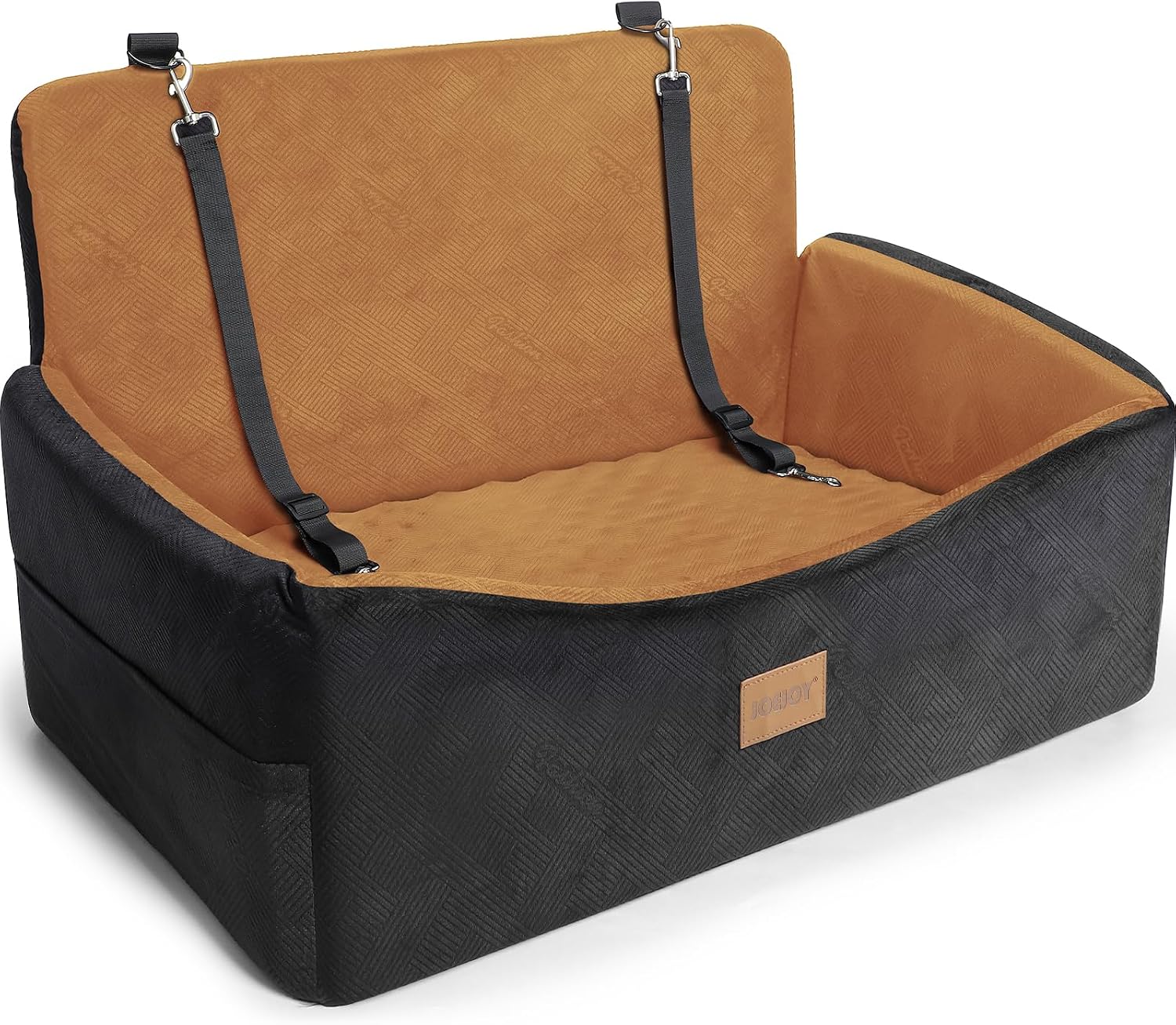 JOEJOY Dog Car Seats for Small Medium Dogs Under 35lbs, Dog Booster Seat with Detachable Washable Cover and Cushion, Memory Foam Pet Car Seat with Safety Belt and Storage Pockets (Black)
