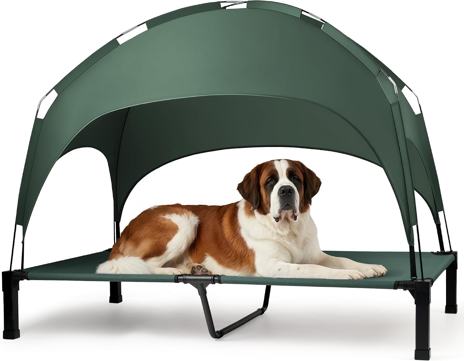 Heeyoo Elevated Dog Bed with Removable Canopy, Portable Dog Cot with Sun Protection Shade Tent, Raised Pet Cooling Cot Bed for Dogs, 42in