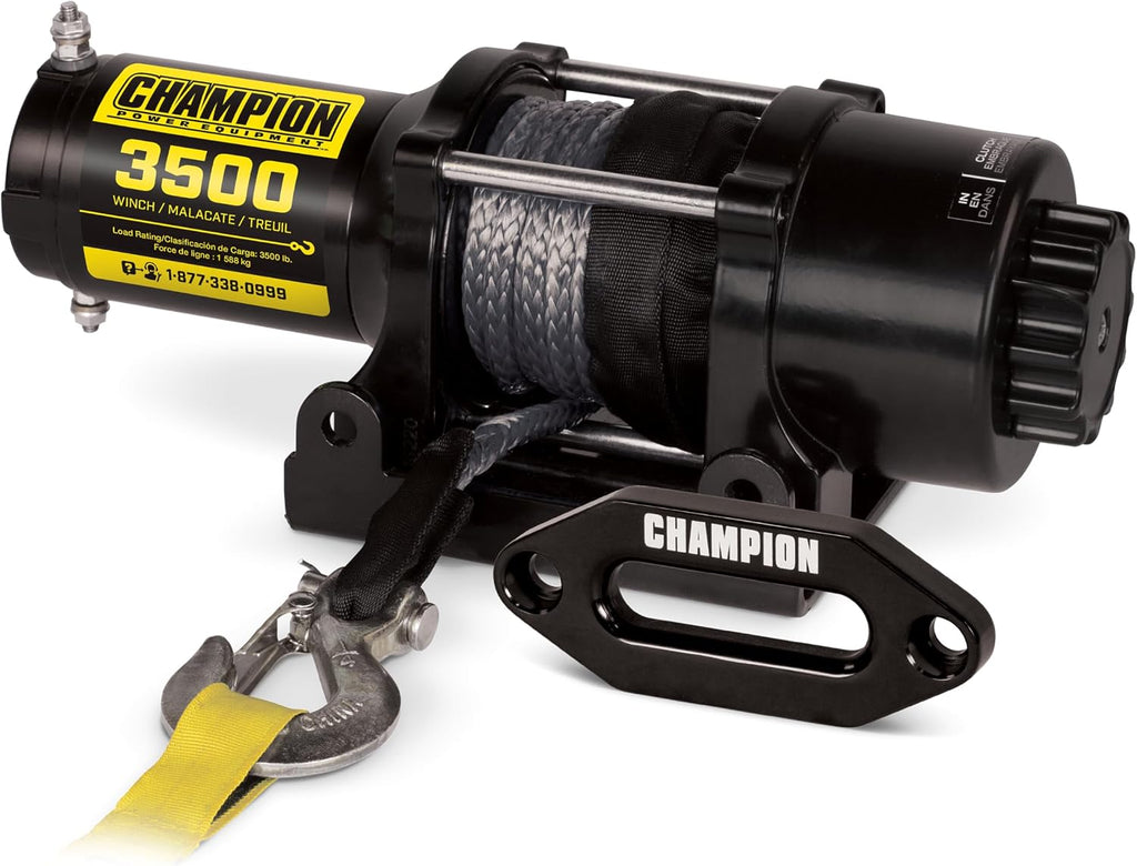 Champion Power Equipment 3500-lb. ATV/UTV Synthetic Rope Winch Kit