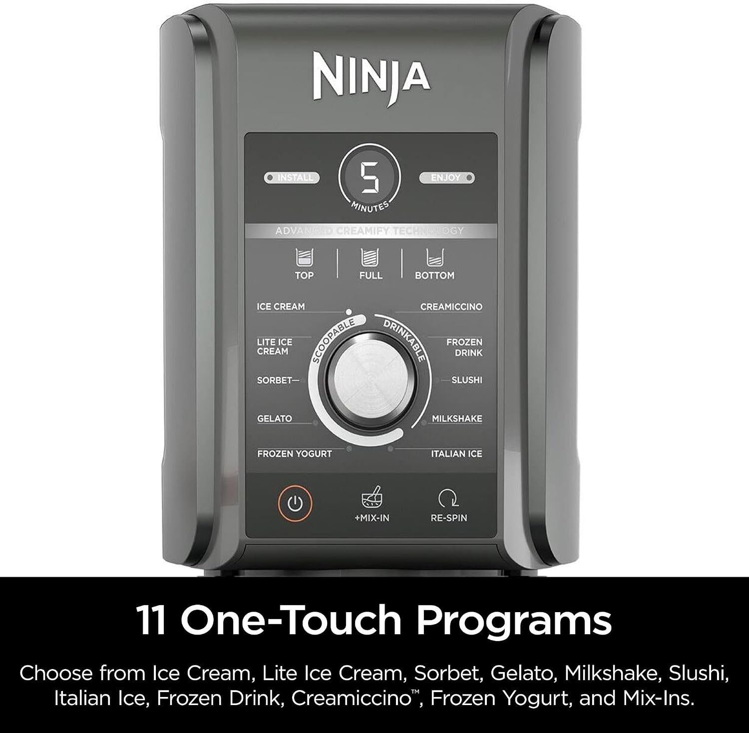 (Refurbished) Ninja NC501 CREAMi Deluxe 11-in-1 Ice Cream & Frozen Treat Maker with 2 XL Family Size Pint Containers, Dark Silver