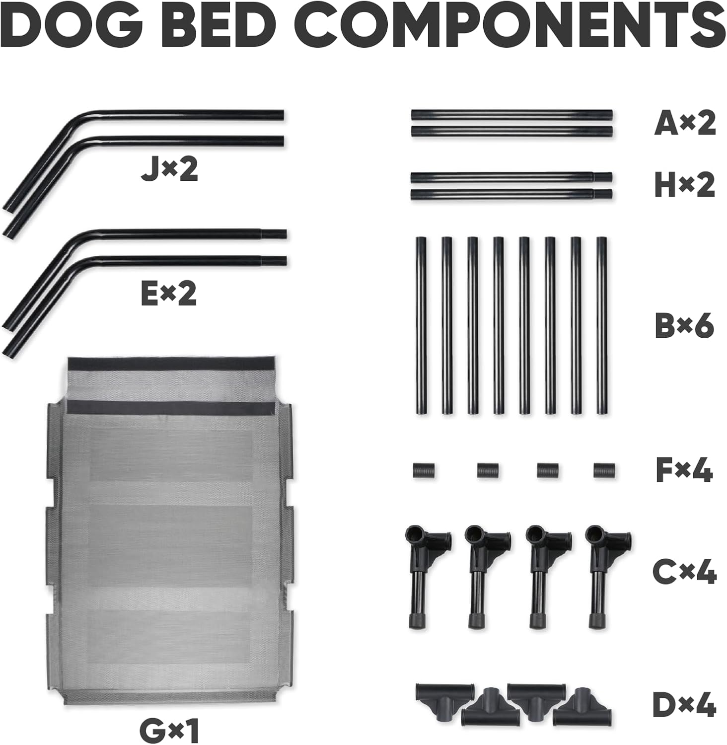 suddus Elevated Dog Bed for Large Dogs 120lb, Breathable Cooling Raised Dog Cot with Dual Support Bars & Metal Frame, No-Slip Feet, Waterproof Pet Bed for Indoor/Outdoor, X-Large, 48 * 36 * 9in, Grey