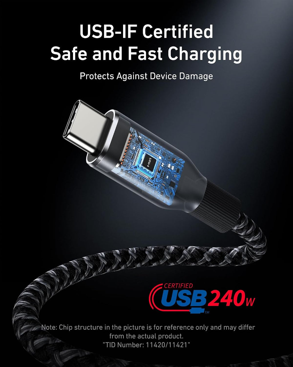 Anker Prime USB C to USB C Cable, 240W Fast Charging Cable (6 FT) | Upcycled braided nylon USB 2.0 cable with 100-year bend durability for iPhone 17/17 Pro/17 Pro Max, MacBook, Galaxy S24