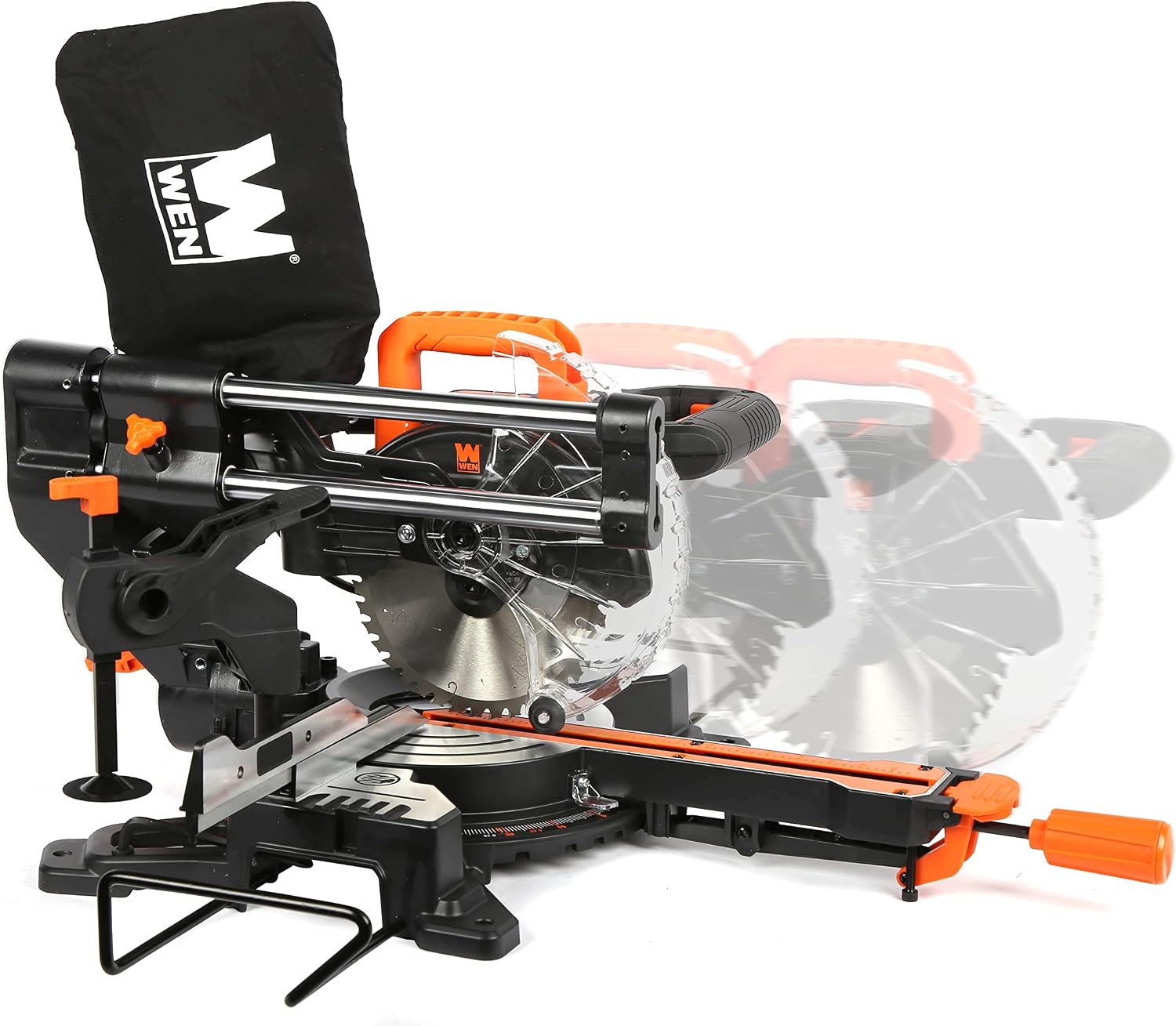 WEN MM0713 9.5-Amp 7.25-Inch Single Bevel Compact Sliding Compound Miter Saw with LED Cutline Guide, Black