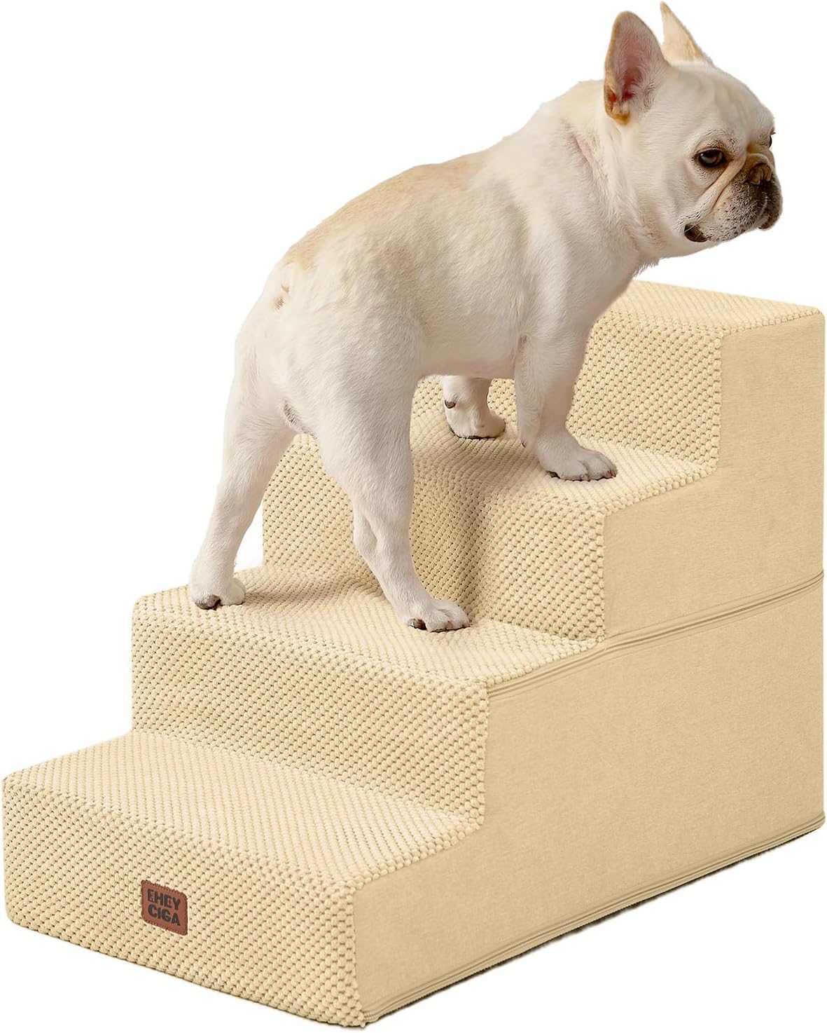 EHEYCIGA Dog Stairs for Bed 18" H, 4-Step Dog Steps for High Bed, Pet Steps for Small Dogs and Cats, Non-Slip Balanced Pet Ramp Indoor, Grey