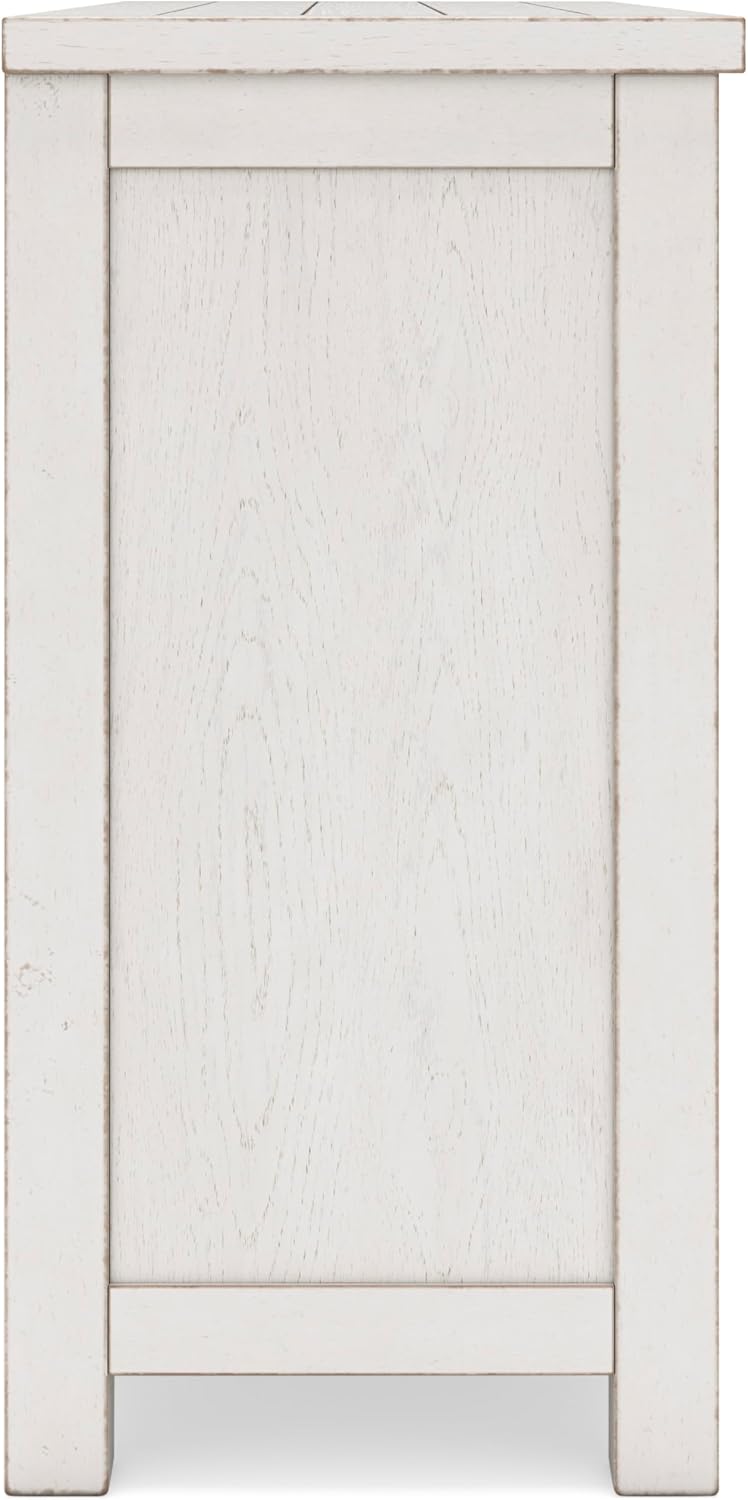 Signature Design by Ashley Robbinsdale Casual 4-Door Dining Server with Adjustable Shelves and Felt-Lined Drawers, White