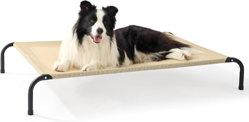 Bedsure Outdoor Elevated Cooling Dog Bed Large Sized Dog, 49in Grey | Portable raised camping pet cot hammock,Breathable Teslin mesh,Weather resistant,For large pets up to 85 lbs,Easy to assemble