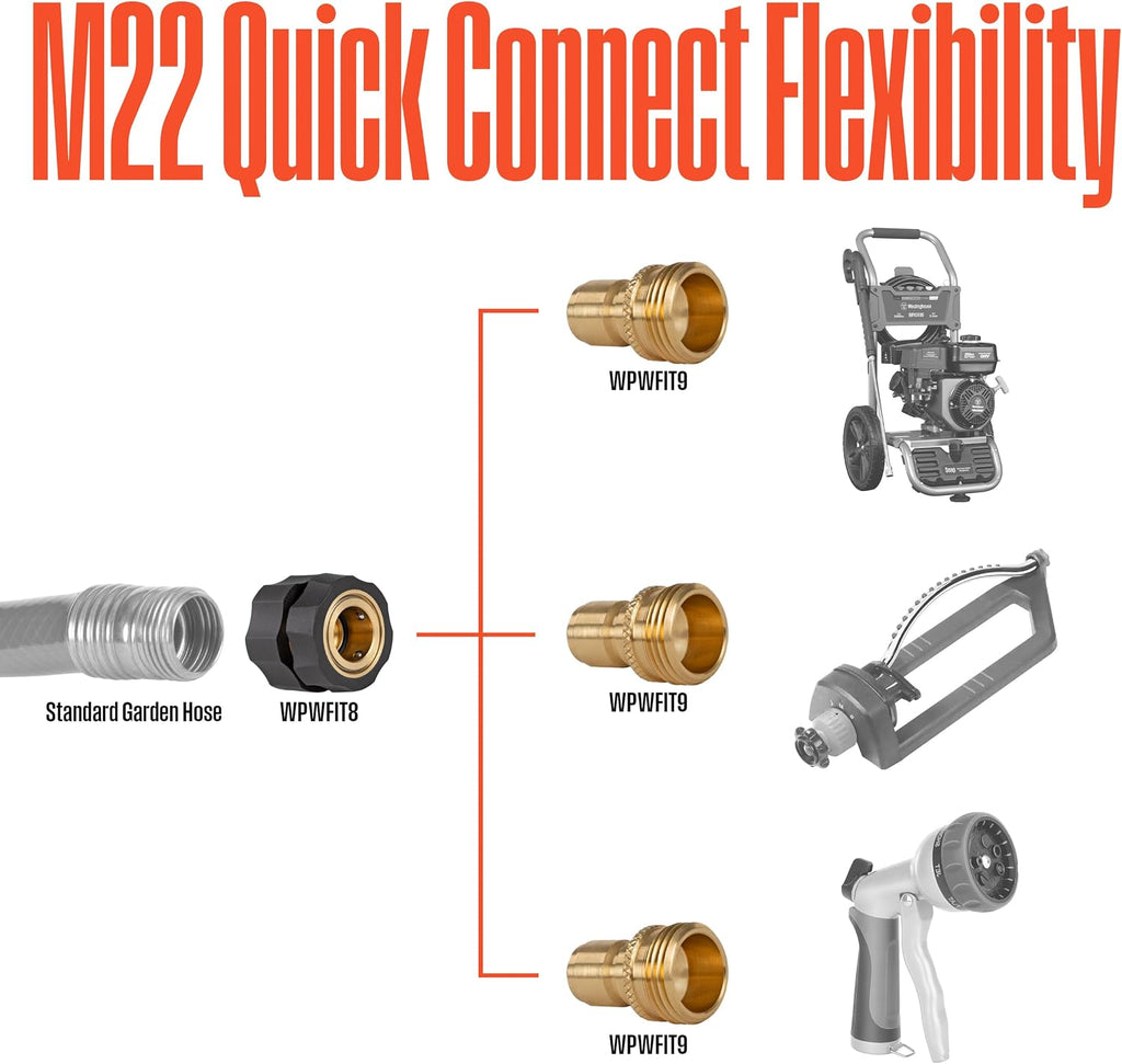 Westinghouse Heavy-Duty, M22-14MM Quick-Connect Pressure Washer Hose Fittings 4-Piece Kit