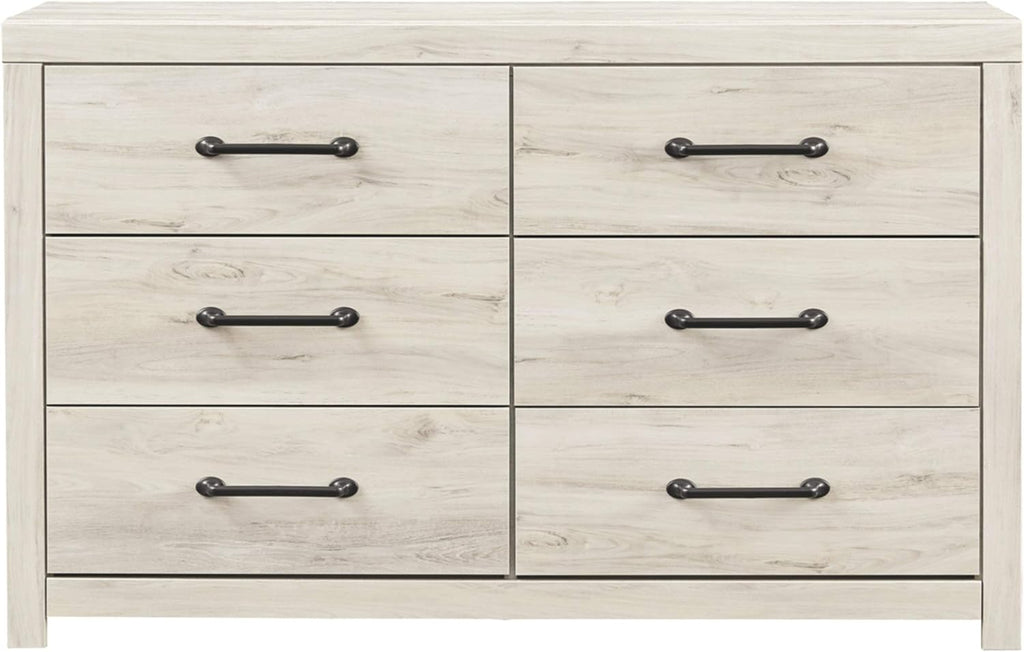Signature Design by Ashley Cambeck Farmhouse Industrial 6 Drawer Dresser, Whitewash