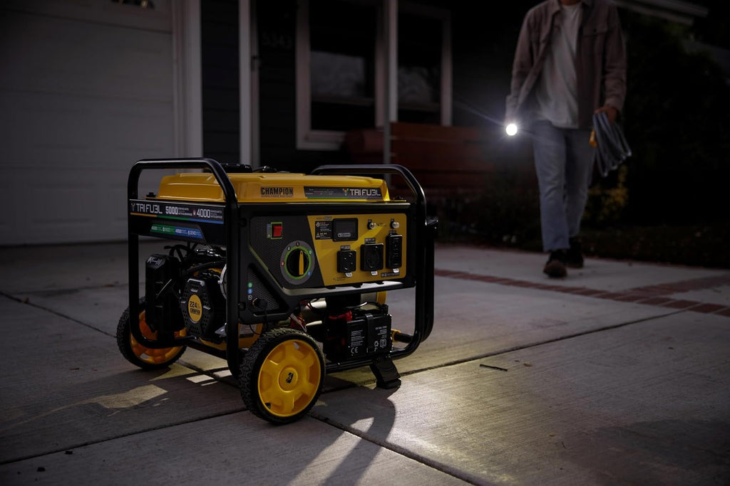 Champion Power Equipment 5000-Watt Electric Start Tri Fuel RV Ready Portable Generator with Free 3-Year Warranty