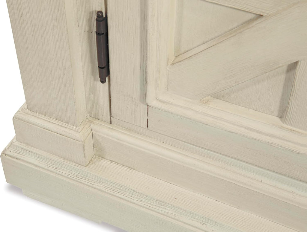 Signature Design by Ashley Bolanburg French Country Dining Room Server, 3 Doors, 2 Adjustable Shelves, Wood, 57.88" W x 18.13" D x 36" H, 2-tone White & Brown
