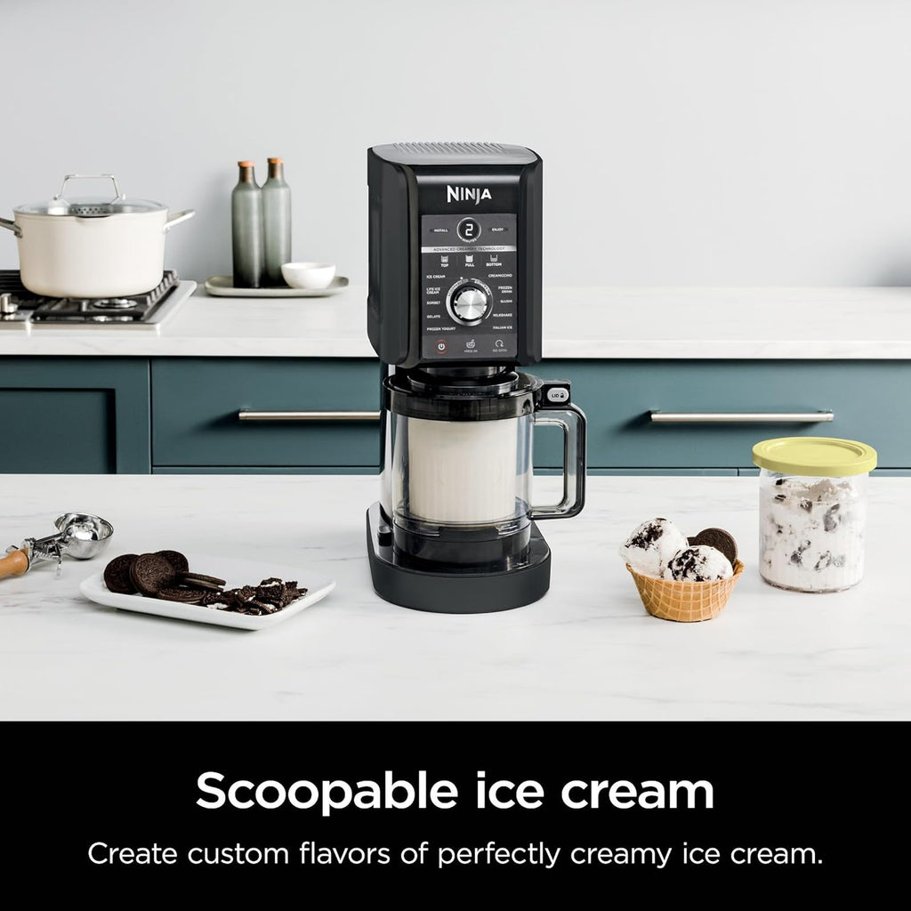 Ninja (Refurbished) NC501 CREAMi Deluxe 11-in-1 Ice Cream & Frozen Treat Maker with 2 XL Family Size Pint Containers, Black (Renewed)