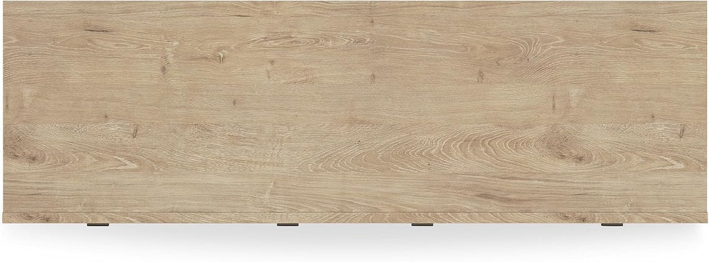 Signature Design by Ashley Cielden Coastal 6-Drawer Dresser, Bronze-Tone Knobs, Safety Stop, Textured Cane Details, 62.01" W x 19.65" D x 35.67" H, Light Brown