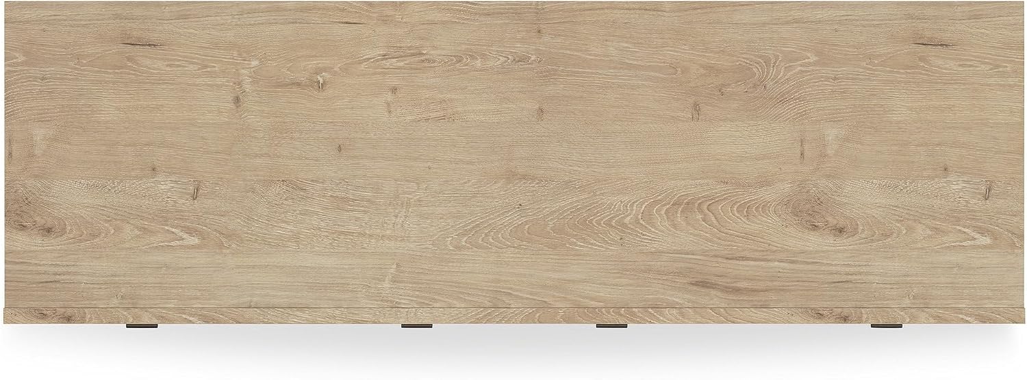 Signature Design by Ashley Cielden Coastal 6-Drawer Dresser, Bronze-Tone Knobs, Safety Stop, Textured Cane Details, 62.01" W x 19.65" D x 35.67" H, Light Brown