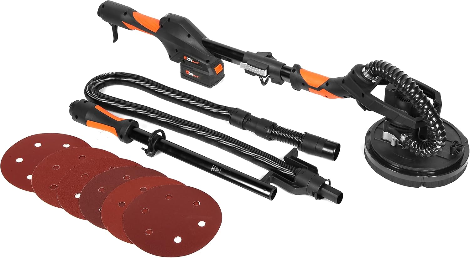WEN Cordless Drywall Sander, Brushless with Variable Speed, 20V Max 5.0 Ah Battery and Charger (20409)
