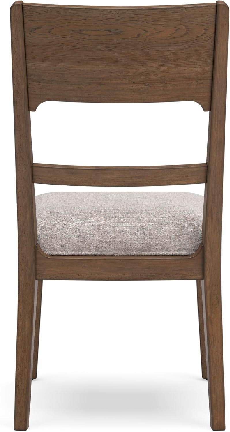 Signature Design by Ashley Cabalynn Upholstered Dining Chairs – Set of 2 Comfortable Side Chairs for Kitchen & Dining Room, Farmhouse Modern Style, Brown/Tan Fabric, Solid Hardwood Frame