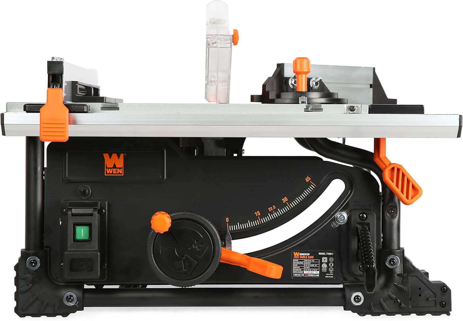 WEN TT0811 11-Amp 8.25-Inch Compact Benchtop Jobsite Table Saw, Black