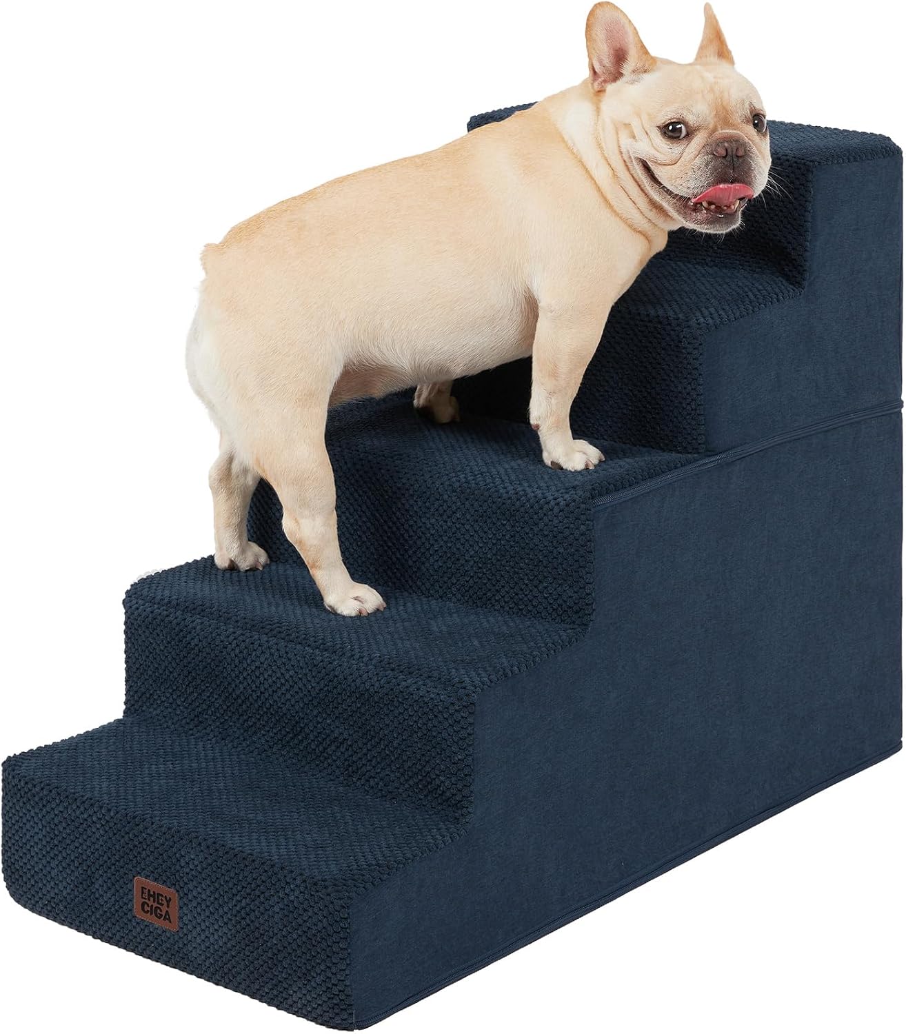 EHEYCIGA Dog Stairs for Bed 18" H, 4-Step Dog Steps for High Bed, Pet Steps for Small Dogs and Cats, Non-Slip Balanced Pet Ramp Indoor, Grey