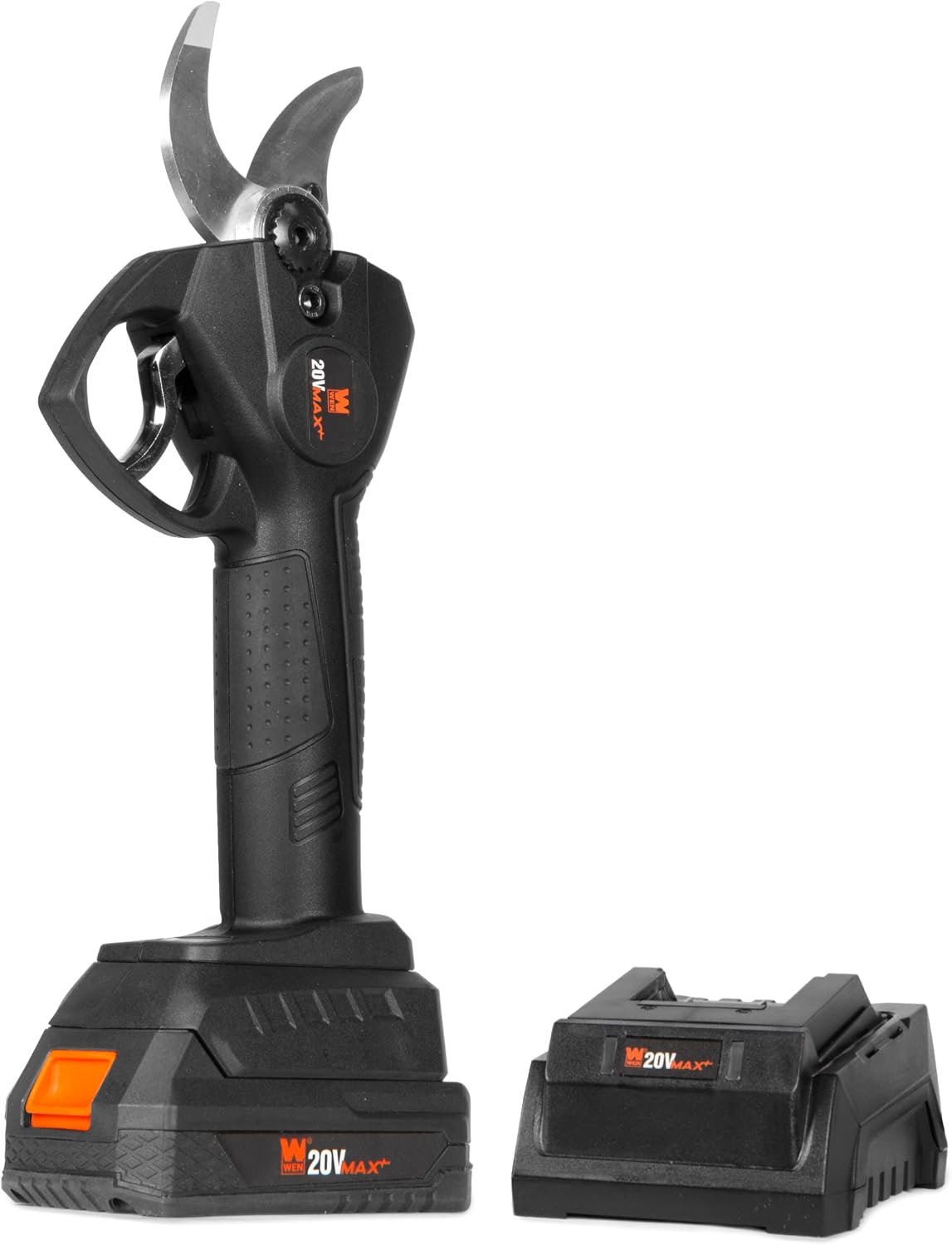 WEN 20V Max Brushless Cordless 1-3/16-Inch Pruning Shears with 2.0Ah Battery and Charger (20731)