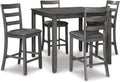 Signature Design by Ashley Bridson 5 Piece Dining Room Set, Includes Table & 4 Ladderback Barstools, Wood, Gray