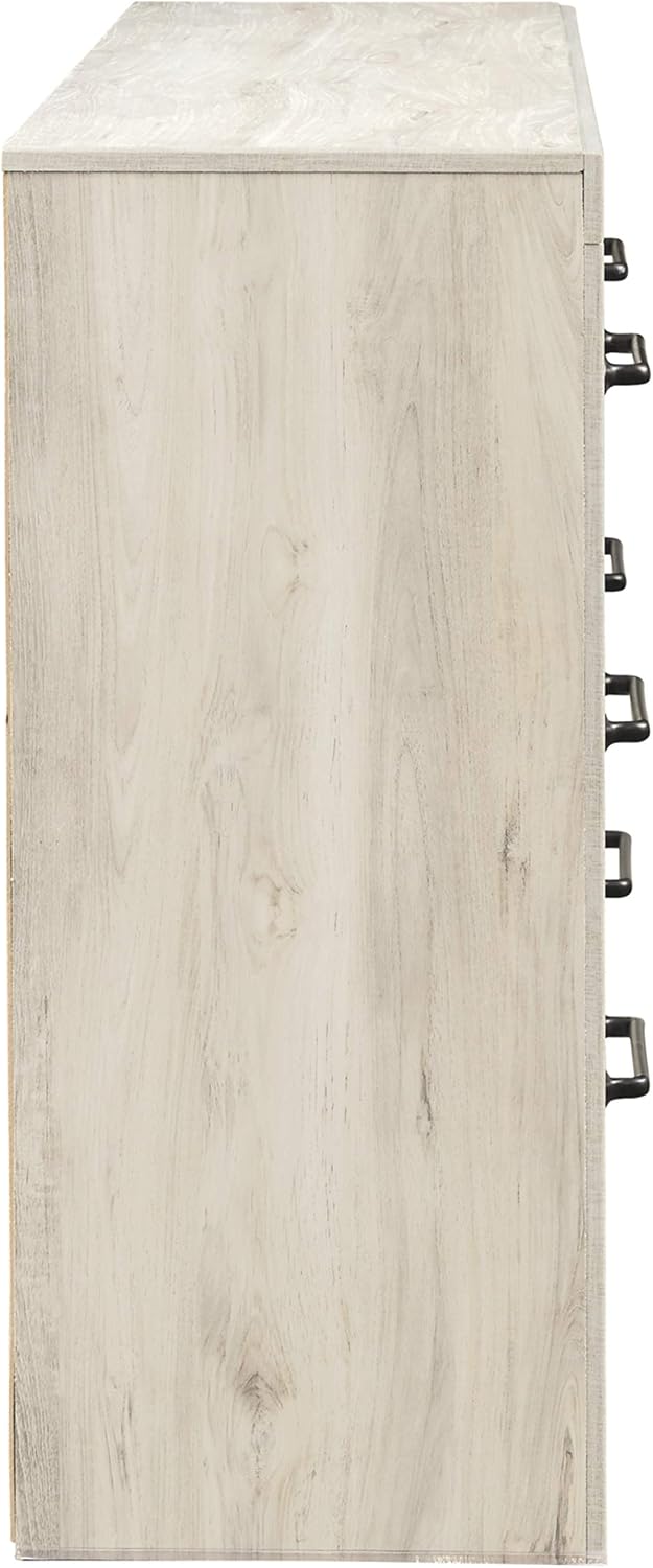 Signature Design by Ashley Cambeck Farmhouse Industrial 6 Drawer Dresser, Whitewash