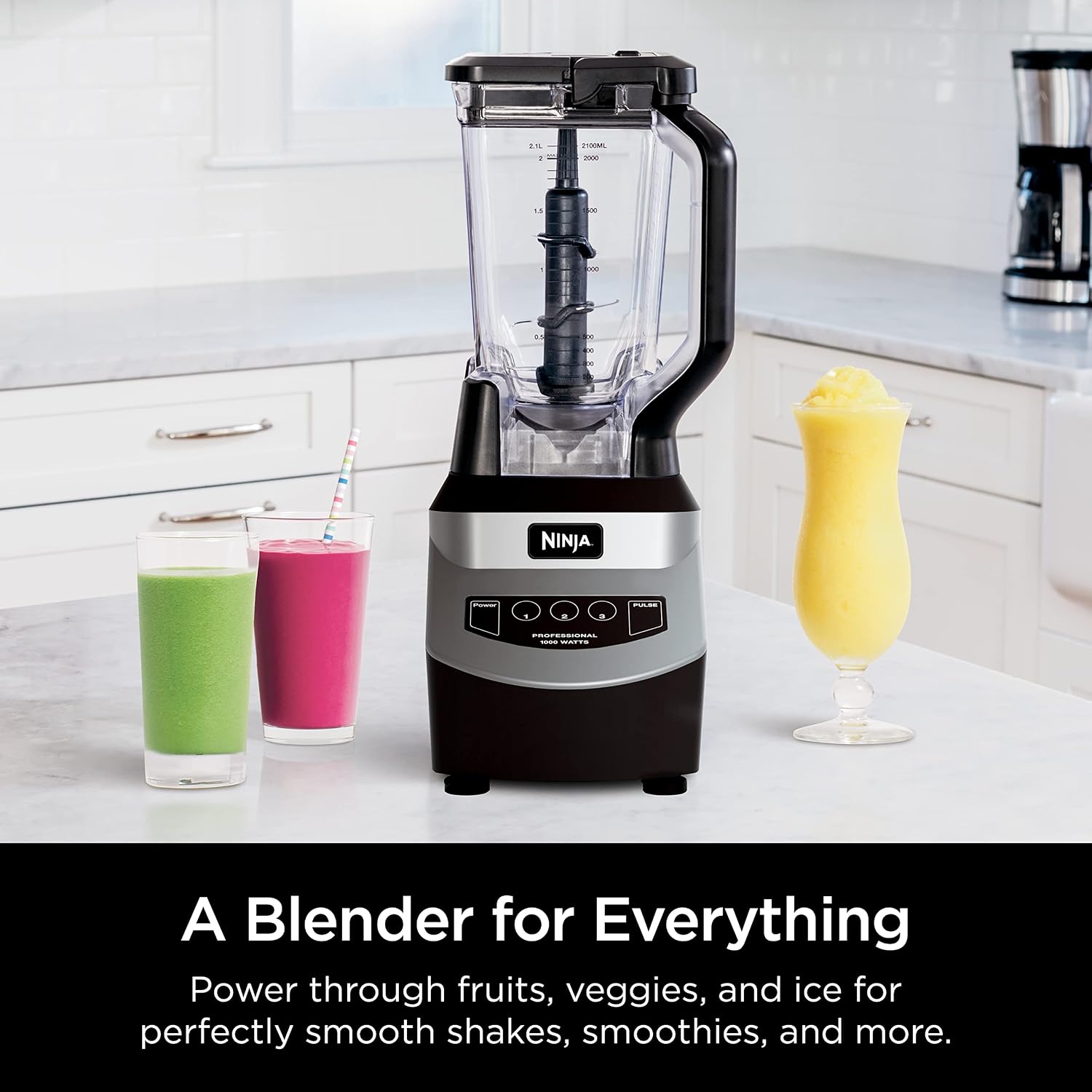 Ninja Blender for Smoothies, Shakes, & More | Smoothie Blender, Drink Mixer, Grinder, Ice Crusher | Total Crushing™ Technology, Pro 1000 W Power, XL 72oz Pitcher, Dishwasher Safe | Black | NJ601AMZ