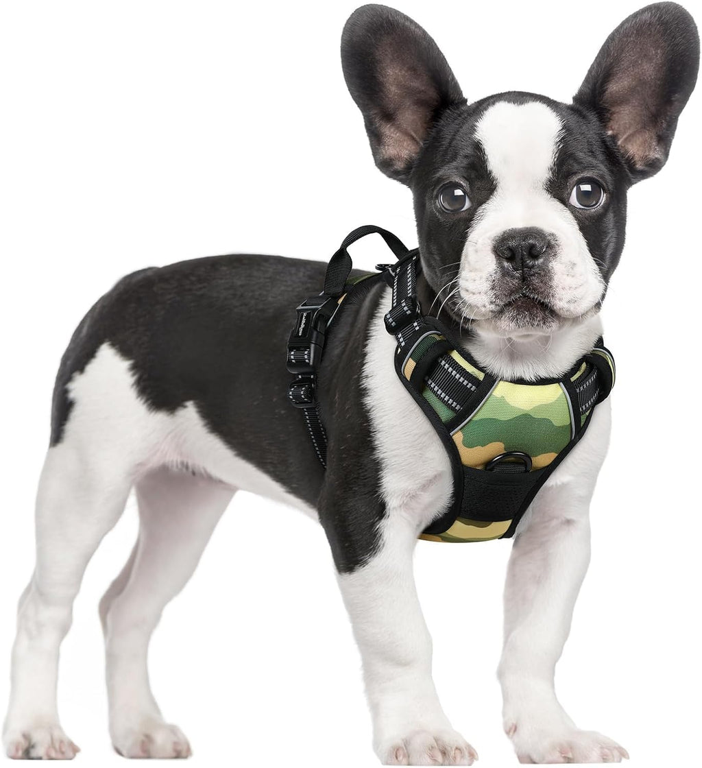 rabbitgoo Dog Harness No Pull with 2 Leash Clips, Adjustable Soft Padded, Reflective Oxford No Choke Pet Vest with Easy Control Handle for Large Dogs, Black, L