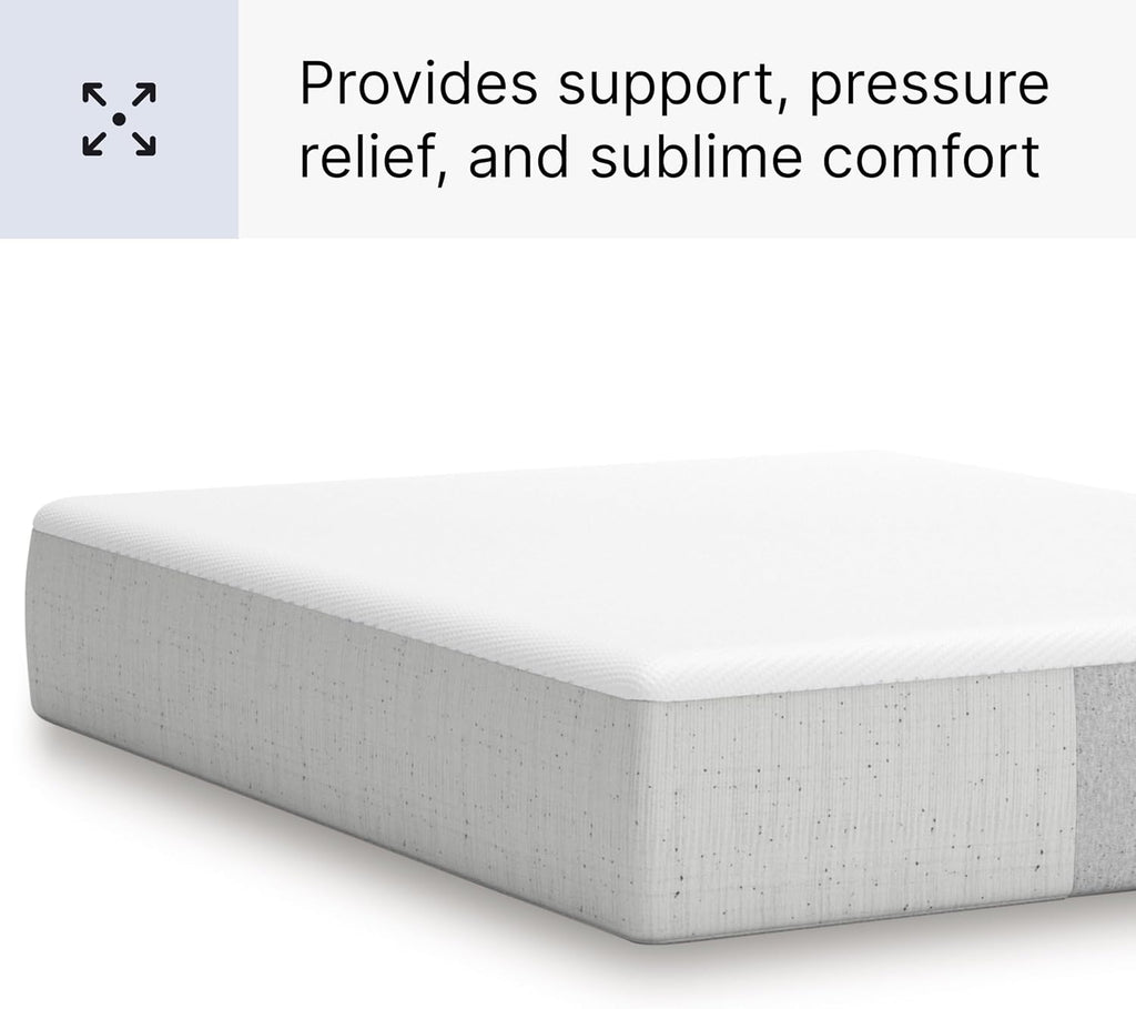 Signature Design by Ashley King Size Cool Max 12 Inch Medium Plush Cooling Gel Infused Memory Foam Mattress for Pressure Relief, Fiberglass-Free, Mattress in A Box