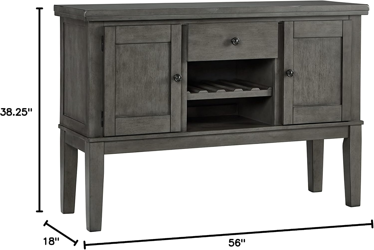 Signature Design by Ashley Hallanden Dining Room Server with Wine Rack, 2 Cabinets with Removable/Adjustable Center Shelf, Drawer, Wood with Acacia Veneer, 38.25" High, Weathered Gray