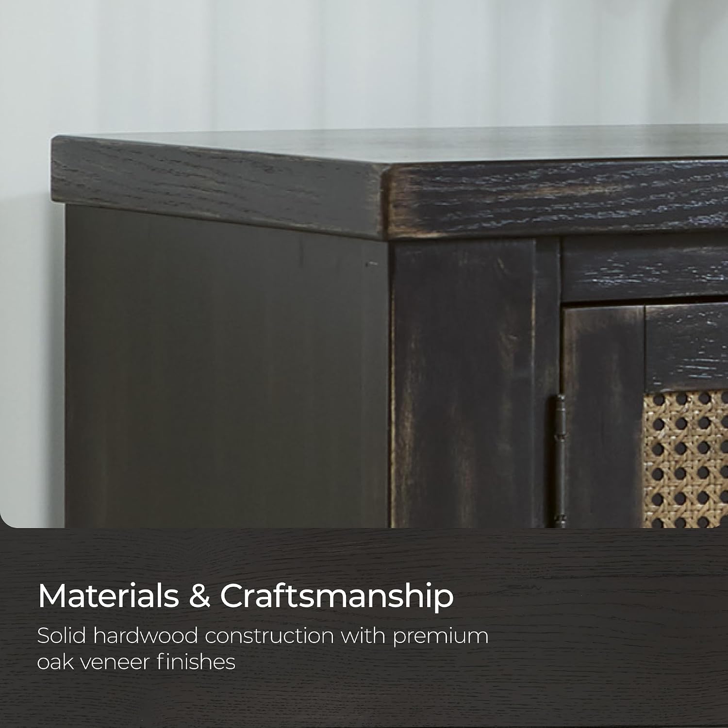 Signature Design by Ashley Galliden Urban 2-Door Dining Server with Reversible Wine Rack Shelf, Adjustable Shelves and Felt-Lined Drawer, Black & Light Brown