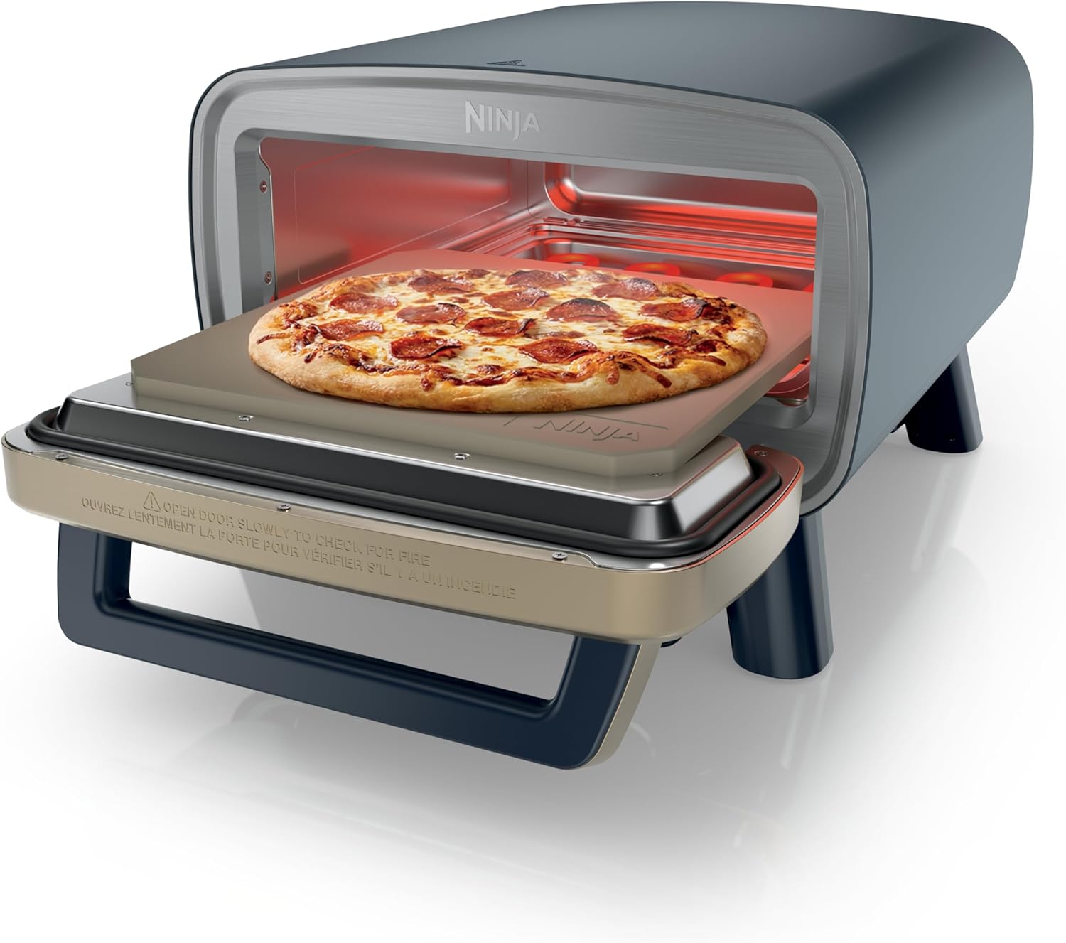 Ninja Artisan Outdoor Pizza Oven, 12-inch, 3-minute Pizza, Neapolitan, Thin Crust, New York Chicago, Custom, 700F Max Temperature, Electric Heat, Bake, Broil, Proof, Warm, Blue, MO201BL1