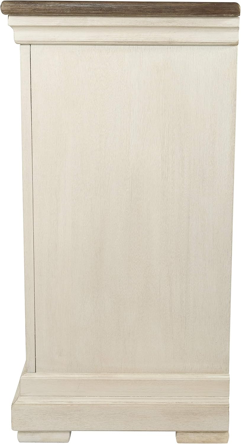 Signature Design by Ashley Bolanburg French Country Dining Room Server, 3 Doors, 2 Adjustable Shelves, Wood, 57.88" W x 18.13" D x 36" H, 2-tone White & Brown