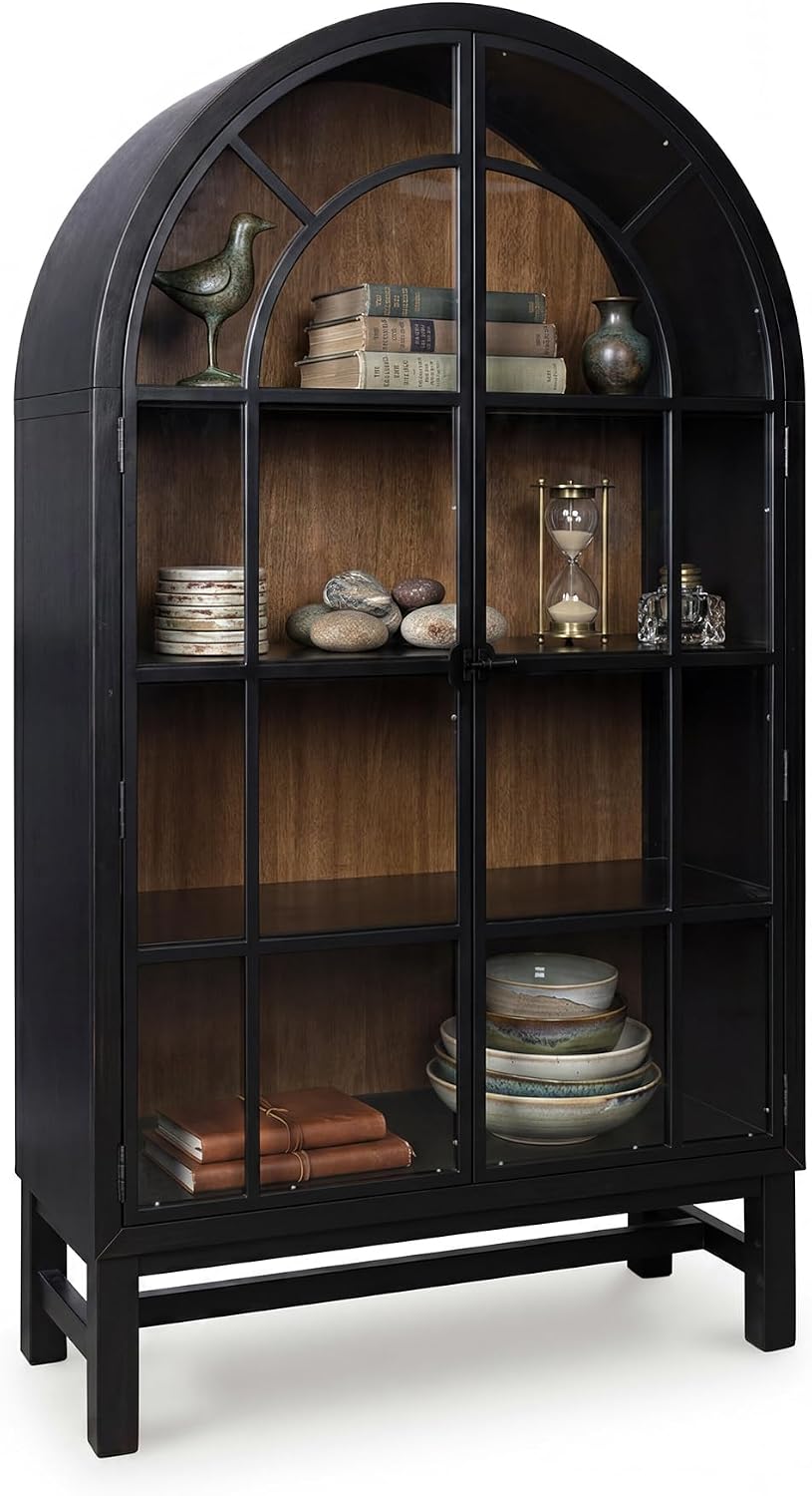 Signature Design by Ashley Chadworth Classic Display Cabinet with Anti-Tipping, Brown & Black