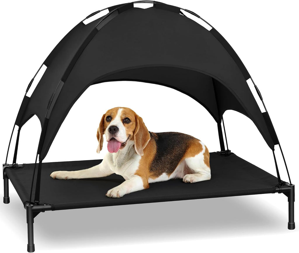 Heeyoo Elevated Dog Bed with Removable Canopy, Portable Dog Cot with Sun Protection Shade Tent, Raised Pet Cooling Cot Bed for Dogs, 42in