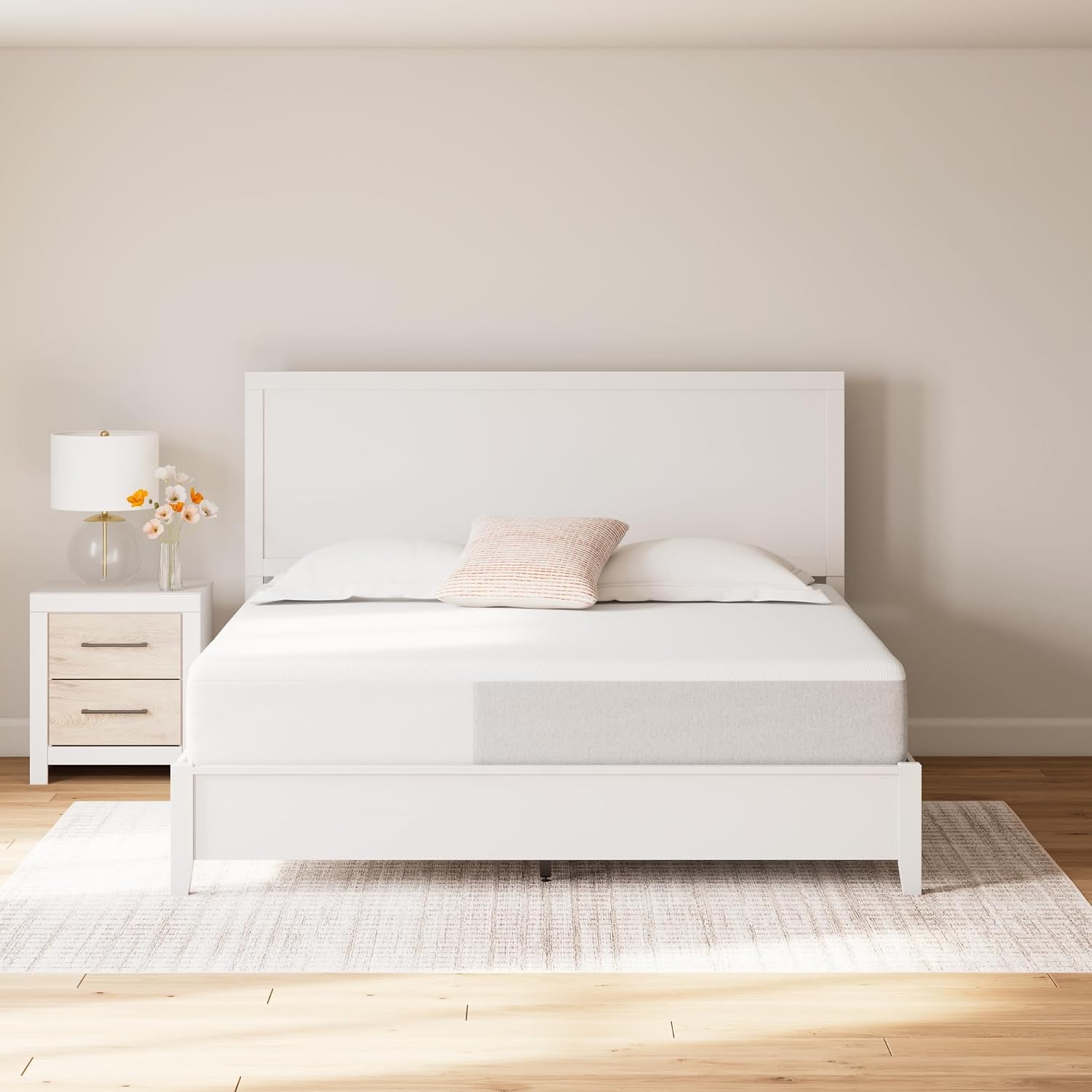 Signature Design by Ashley King Size Cool Max 12 Inch Medium Plush Cooling Gel Infused Memory Foam Mattress for Pressure Relief, Fiberglass-Free, Mattress in A Box