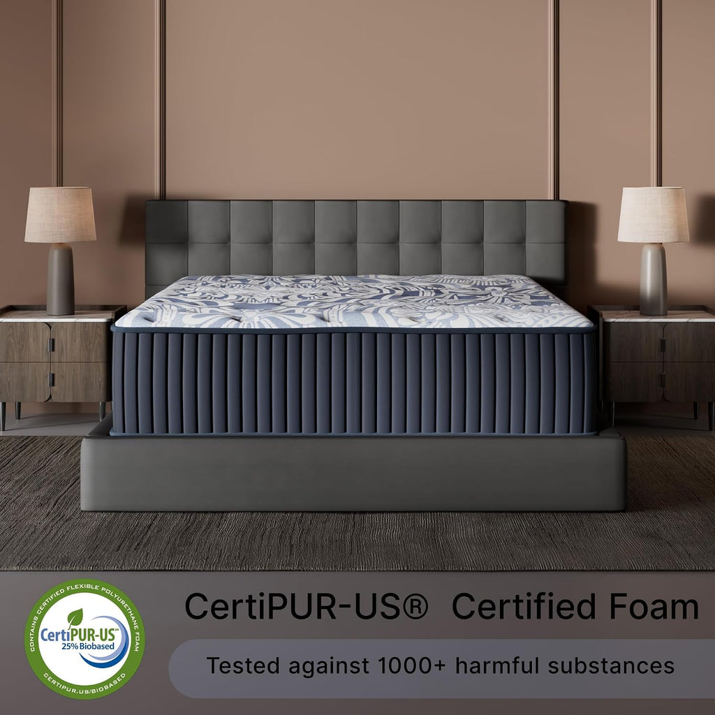 Signature Design by Ashley Firm Luxe 2.0 15 Inch Breathable Gel Latex Memory Foam Hybrid Mattress with Edge Support for Cool Sleep and Pressure Relief, Queen, Fiberglass-Free, Mattress in A Box