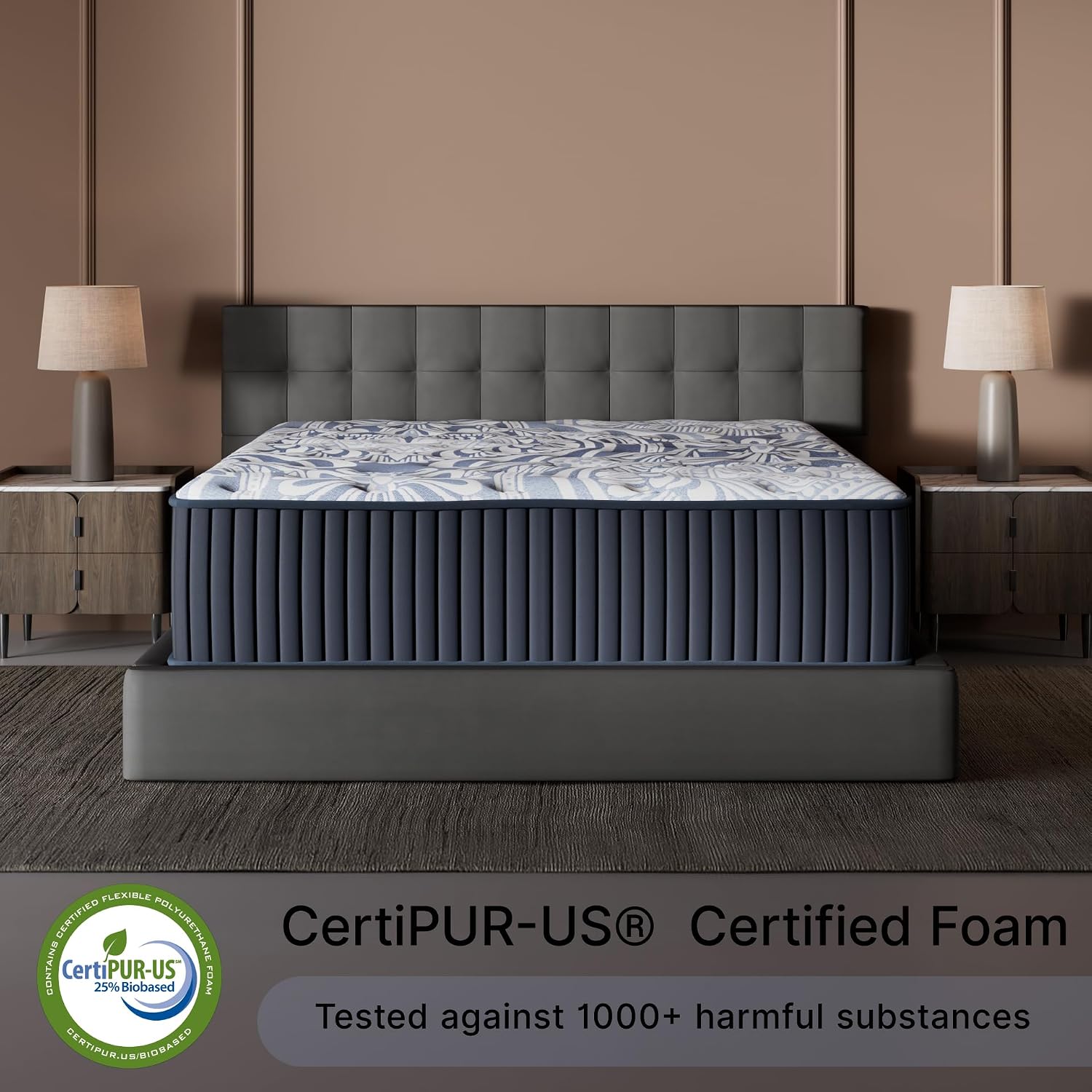 Signature Design by Ashley Firm Luxe 2.0 15 Inch Breathable Gel Latex Memory Foam Hybrid Mattress with Edge Support for Cool Sleep and Pressure Relief, Queen, Fiberglass-Free, Mattress in A Box