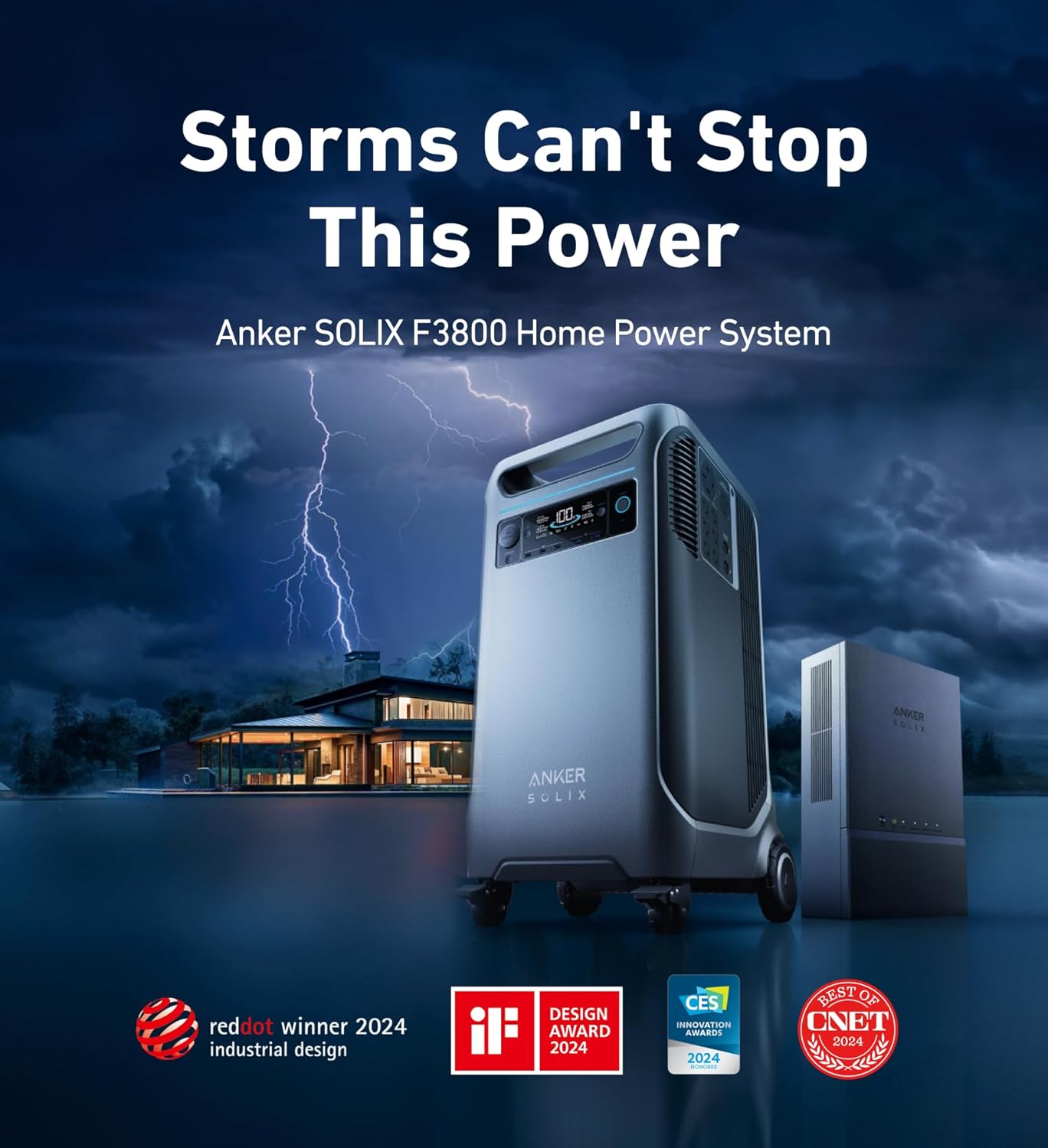 Anker SOLIX F3800 Portable Power Station with 400W Solar Panel, 3840Wh LiFePO4 Battery, 6000W AC output with 120V/240V, Solar Generator for Home Use, RV, Emergencies, Power Outages, Outdoor Camping