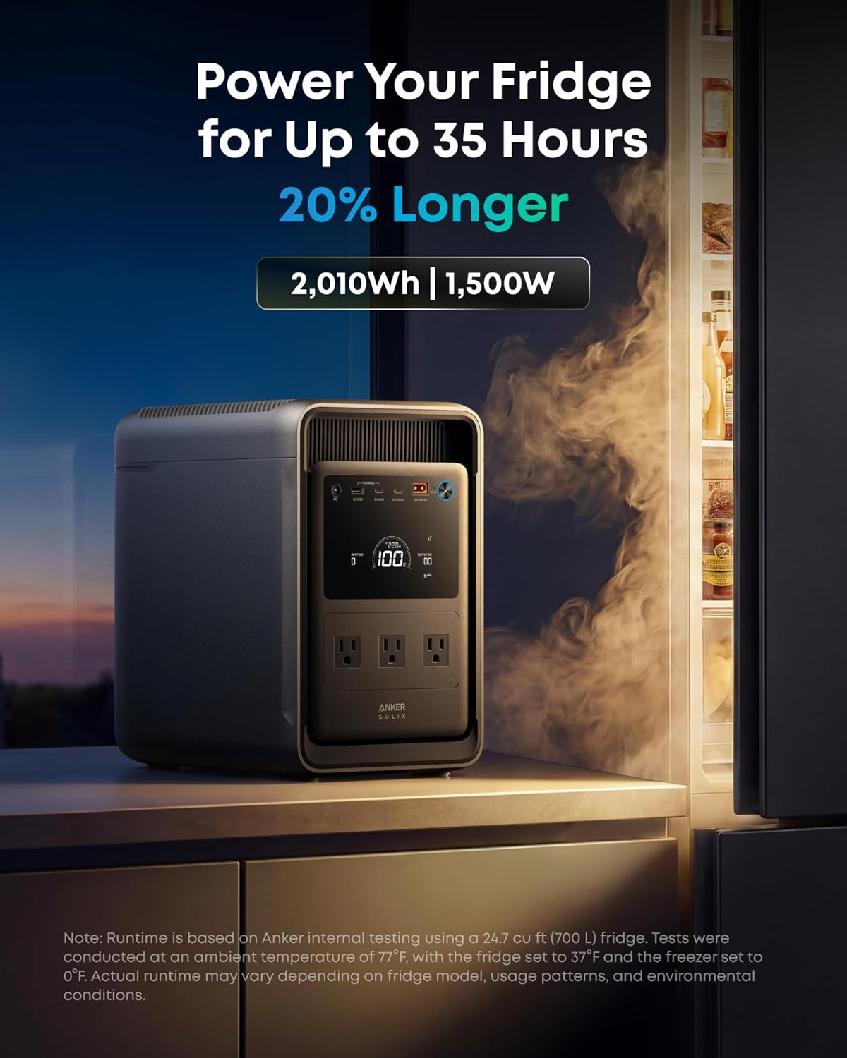 Anker SOLIX S2000 Portable Power Station, 1500W Solar Generator for Home Use, Up to 35-Hr Fridge Backup, 2,010Wh LFP Battery for Emergencies, Power Outages, Camping (Solar Panel Optional)