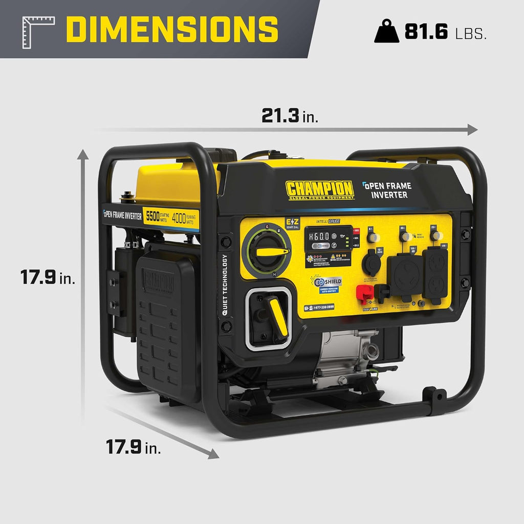 Champion Power Equipment 5500-Watt RV Ready Portable Generator | Open Frame Inverter, Quiet Technology, 3-Year Warranty, CARB Compliant