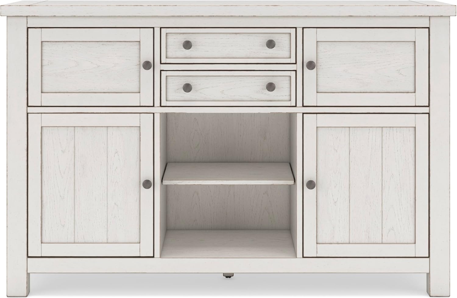 Signature Design by Ashley Robbinsdale Casual 4-Door Dining Server with Adjustable Shelves and Felt-Lined Drawers, White