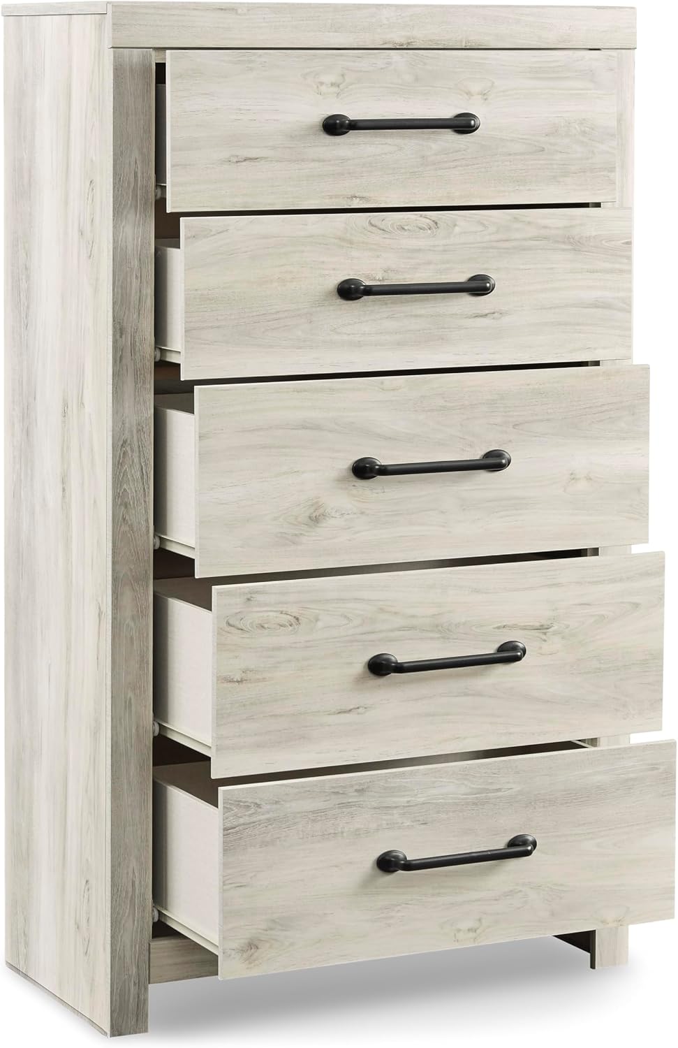 Signature Design by Ashley Cambeck Vintage Casual Chest With 5 Smooth-Gliding Drawers, Meets ASTM International Safety Standards, Whitewash Finish, 31.73' W